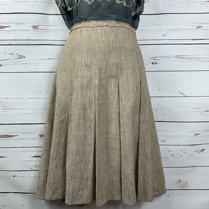 BCBGMaxAzria Skirt Lined Tan Pleated Linen Blend